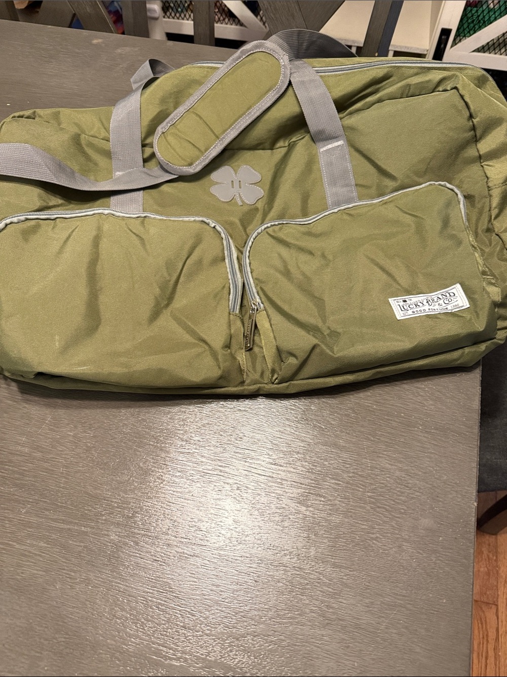 Lucky Brand Olive Duffel with Gray Trim